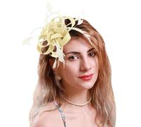 Pedometer Clip Fascinateurs pour femmes, chapeaux de fête de thé, couvre-chef de mariage, couvre-chef de mariée running diadema mujer (beige, talla única)