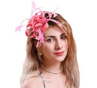 Pedometer Clip Fascinateurs pour femmes, chapeaux de fête de thé, couvre-chef de mariage, couvre-chef de mariée running diadema mujer (Watermelon Red, talla única)