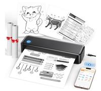 PEDOOLO Impresora portátil inalámbrica para viajes, impresora térmica sin tinta soporta papel térmico de 8.5 x 11 pulgadas, compatible con Bluetooth con iOS, Android, laptop incluye 2 rollos y 10