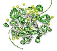 Pedrería, Cadena de copa cristal con strass for coser, diamantes imitación multicolor y múltiples bases(Light En8,Sliver Base)