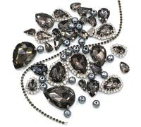 Pedrería, Cadena de copa cristal con strass for coser, diamantes imitación multicolor y múltiples bases(Grey,Sliver Base)