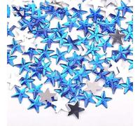 Pedrería para ropa, 100 piezas de 10 mm diamantes imitación con purpurina multicolor y parte trasera plana for uñas álbumes recortes(Blu)