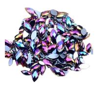 Pedrería para ropa, Arte de uñas con diamantes imitación acrílicos facetas tierra en forma marquesa, parte trasera plana, multicolor, varios tamaños(09 Black AB,6x12mm 50pcs)