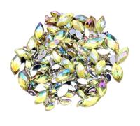 Pedrería para ropa, Arte de uñas con diamantes imitación acrílicos facetas tierra en forma marquesa, parte trasera plana, multicolor, varios tamaños(12 Light Yellow AB,6x12mm 50pcs)