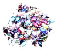 Pedrería para ropa, Arte de uñas con diamantes imitación acrílicos facetas tierra en forma marquesa, parte trasera plana, multicolor, varios tamaños(00 Mixed AB,6x12mm 50pcs)