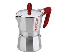 pedrini Coffee Maker, Moka for Espresso, Aluminum Alloy EN 601, Italian Design (Red, 3 Cups)