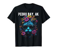 Pedro Bay Alaska Gato con Gafas de Sol y diseño de Flores Camiseta