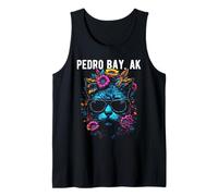 Pedro Bay Alaska Gato con Gafas de Sol y diseño de Flores Camiseta sin Mangas