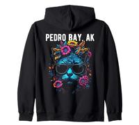 Pedro Bay Alaska Gato con Gafas de Sol y diseño de Flores Sudadera con Capucha