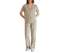 Pedro del Hierro Pijama Camisero Manga Corta Flores Verde Pyjama, Rosa, S para Mujer