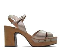Pedro Miralles WEEKEND by Sandalias de tacón ancho,alto 9cm,piel,hebilla al tobillo,plataforma 4.5cm,planta de gel,liso,tiras, para: Mujer color: METAL HUMO talla:37, 12375