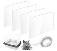 Pee Shields - Caja de arena para gatos (30 x 40 cm, 4 unidades, protección antisalpicaduras para arenero con 1 rollo de cinta nano-banda, caja de arena para gatos, accesorios para gatitos