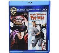 Pee-wee’s Big Adventure [Blu-ray] Starring Paul Reubens as Pee-wee Herman + Bonus Movie - Charlie & the Chocolate Factory Starring Johnny Depp (Directed by Tim Burton) [Spanish Artwork, English Audio]