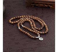 Peeds de oración Budistas Bobas de oración Mala Beads 1 PC Yoga 108 Beads Pulsera Natural Sandalwood Budista Buda Oración Madera OM Pulsera OM Pulsera Rosario-marrón
