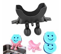 Peeing Scrub Sponge Holder,Sponge Holder For Kitchen Sink,Auto Draining Organizer,Funny Storage Stand With Cute Smiley Round Sponge,For Kitchen & Bathroom,Cute Housewarming Gift Suitable (Black)