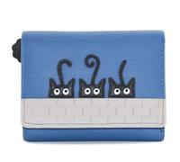 Peek-a-Boo Black Cats - Bolso pequeño de tres pliegues de Mala - Cartera de piel auténtica con protección RFID, ranuras para tarjetas y bolsa de regalo para el polvo - 11 × 9 × 1 pulgada, Blue, S