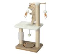 PEEKAB Poste rascador para gatos de 31 pulgadas de alto, postes de sisal con perca, juguetes interactivos, rascador vertical para gatos y gatitos de interior, cepillo de masaje automático de tres