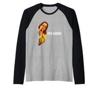 Peekaboo Jesus Meme Funny Christian Faith Funny Jesus Humor Camiseta Manga Raglan