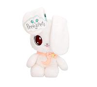 PEEKAPETS Conejito Blanco, Peluche Divertido y Suave que Mueve las Orejas cuando le Aprietas la Barriguita - Juguete Regalo para Bebés y Niños hasta 4 Años