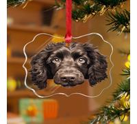 Peeking American Water Spaniel - Adorno de Navidad con dibujos animados de animales lindos cachorros, discos acrílicos transparentes, retrato artístico 3D, mascotas, perros, Navidad, decoración de
