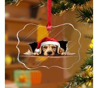 Peeking Cocker Spaniel - Adorno de Navidad con diseño de cachorro de invierno para casa de campo, discos acrílicos transparentes, recuerdo colorido para decoración de árbol de Navidad, etiqueta de
