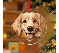 Peeking Golden Retriever Adornos de Navidad 3D Retrato de mascotas Perros Casa de campo Recuerdo de acrílico transparente Dibujos Animados Divertido Recuerdo de Perro para Decoración de Árbol de