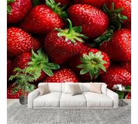 Peel and Stick DIY Fotomurales 200X140 cm 3d Fresa Fruta Tema Decoración Papel Tapiz del hogar Murales Creativo Rojo Salón Dormitorio Oficina Habitación Fondo Pegatinas Pared