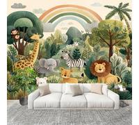 Peel and Stick DIY Fotomurales 250X175 cm Animales Divertidos Del Bosque Decoración Papel Tapiz del hogar Murales Creativo Verde Salón Dormitorio Oficina Habitación Fondo Pegatinas Pared