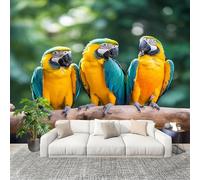 Peel and Stick DIY Fotomurales 250X175 cm Animales Loros Tema. Decoración Papel Tapiz del hogar Murales Creativo Verde Salón Dormitorio Oficina Habitación Fondo Pegatinas Pared