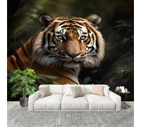 Peel and Stick DIY Fotomurales 250X175 cm AnimalesTigreRetrato Decoración Papel Tapiz del hogar Murales Creativo Verde Salón Dormitorio Oficina Habitación Fondo Pegatinas Pared