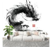 Peel and Stick DIY Fotomurales 250X175 cm China Pintura En Tinta DragóN Decoración Papel Tapiz del hogar Murales Creativo Blanco Salón Dormitorio Oficina Habitación Fondo Pegatinas Pared