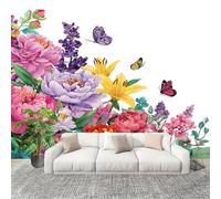 Peel and Stick DIY Fotomurales 250X175 cm Estilo RúStico Flores Mariposas Decoración Papel Tapiz del hogar Murales Creativo Vistoso Salón Dormitorio Oficina Habitación Fondo Pegatinas Pared