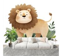 Peel and Stick DIY Fotomurales 250X175 cm IlustracióN De LeóN De Dibujos Animados Decoración Papel Tapiz del hogar Murales Creativo Blanco Salón Dormitorio Oficina Habitación Fondo Pegatinas Pared