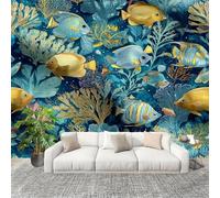 Peel and Stick DIY Fotomurales 250X175 cm Tema De Animales Marinos Decoración Papel Tapiz del hogar Murales Creativo azul Salón Dormitorio Oficina Habitación Fondo Pegatinas Pared