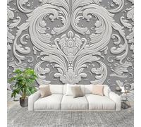 Peel and Stick DIY Fotomurales 250X175 cm Vintage Damasco PatróN Decoración Papel Tapiz del hogar Murales Creativo Gris Salón Dormitorio Oficina Habitación Fondo Pegatinas Pared