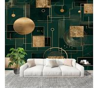 Peel and Stick DIY Fotomurales 300X210 cm GeometríA Abstracta Retro Decoración Papel Tapiz del hogar Murales Creativo Verde Salón Dormitorio Oficina Habitación Fondo Pegatinas Pared