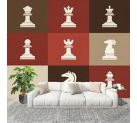 Peel and Stick DIY Fotomurales 300X210 cm Internacional Ajedrez Tablero De Ajedrez Decoración Papel Tapiz del hogar Murales Creativo MarróN Salón Dormitorio Oficina Habitación Fondo Pegatinas Pared