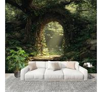 Peel and Stick DIY Fotomurales 300X210 cm Reino Secreto Del Bosque FantáStico Decoración Papel Tapiz del hogar Murales Creativo verde Salón Dormitorio Oficina Habitación Fondo Pegatinas Pared