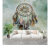 Peel and Stick DIY Fotomurales 350X256 cm Elementos Del AtrapasueñOs Decoración Papel Tapiz del hogar Murales Creativo Verde Salón Dormitorio Oficina Habitación Fondo Pegatinas Pared