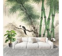 Peel and Stick DIY Fotomurales 350X256 cm Estilo ChinoBosque De BambúPaisaje. Decoración Papel Tapiz del hogar Murales Creativo Blanco Claro Salón Dormitorio Oficina Habitación Fondo Pegatinas Pared