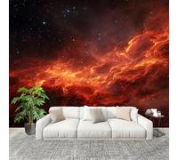 Peel and Stick DIY Fotomurales 350X256 cm Universo Nebulosa Llama Decoración Papel Tapiz del hogar Murales Creativo Rojo Salón Dormitorio Oficina Habitación Fondo Pegatinas Pared
