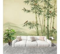 Peel and Stick DIY Fotomurales 400X288 cm Pintura A Tinta Del Bosque De Bambú Decoración Papel Tapiz del hogar Murales Creativo Verde Claro Salón Dormitorio Oficina Habitación Fondo Pegatinas Pared