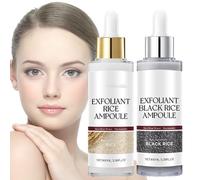 Peel Shot Glow Rice Ampoule Duo,2pcs Exfoliante Cara Arroz Blanco Y Negro,Exfoliante Arroz Negro,Serum Exfoliante Arroz Negros,Peeling Exfoliante Facial,Arroz Blanco Y Negros Limpia Poros