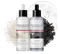 Peel Shot Glow Rice Ampoule Duo, Black and White Rice Solución Exfoliant, Peeling Visage White y Black Rice Ampoule, Apertura de Poros, Exfoliación Suave, Eliminador de Puntos Negros, 2*80ML