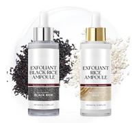 Peel Shot Glow Rice Ampoule Duo, exfoliante facial con arroz blanco y negro, exfoliante suave y limpiador de poros facial, eliminador de puntos negros hidratante para todo tipo de piel