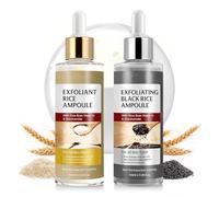 Peel Shot Glow Rice Ampoule Duo, Peeling Exfoliante Facial, Arroz Blanco y Negro, Limpia Profundamente los Poros, Mejora la Piel áspera, Hidrata Profundamente, 2 * 100 ML