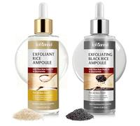 Peel Shot Glow Rice Peeling Ampoule, Esencia exfoliante facial suave de salvado de arroz negro, limpia profundamente los poros e hidrata, apta para rostro y cuerpo (Negro+Blanco)