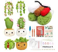 Peelanmall Kit de ganchillo para principiantes: juego de ganchillo colgante de cactus, incluye tutoriales en video paso a paso y ojos de seguridad, todas las edades, tamaño miniatura, unisex, no