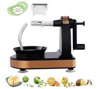 PeelPro Automatic Fruit & Vegetable Peeler 4-in-1 - Hand Crank Apple Peeler Slicer Corer with Stainless Steel Blades, Suction Base, Fruit Cutter (Black)