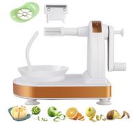 PeelPro Automatic Fruit & Vegetable Peeler 4-in-1 - Hand Crank Apple Peeler Slicer Corer with Stainless Steel Blades, Suction Base, Fruit Cutter (White)